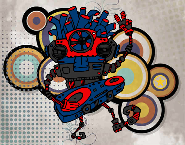 Desenho Robô DJ pintado por igormanzel