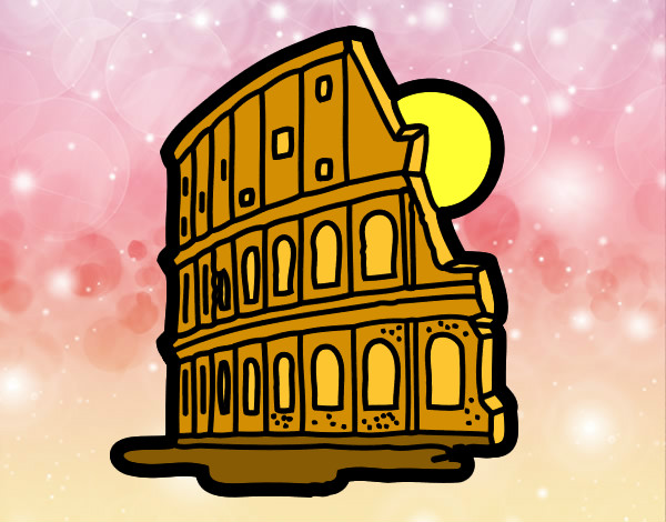 Desenho Coliseu de Roma pintado por gloriaa