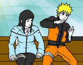 Desenho Hinata e Naruto pintado por marcos100