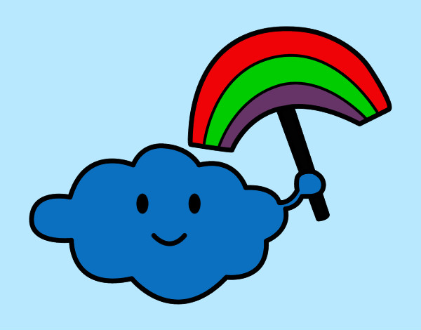 Desenho Nuvem com arco-íris pintado por mcarol