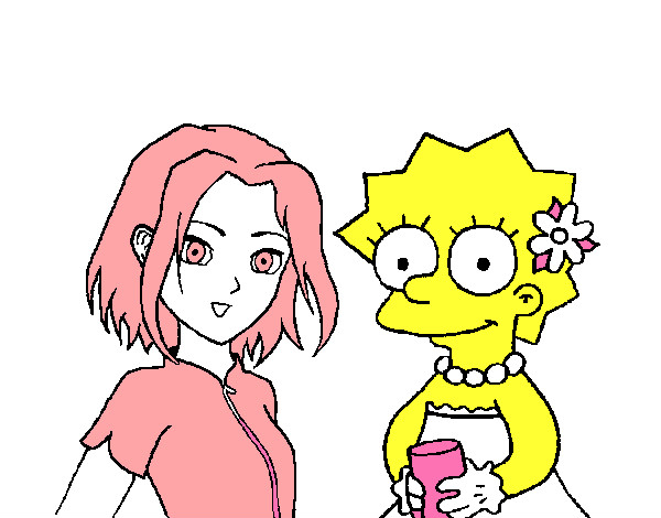 Desenho Sakura e Lisa pintado por marcos100