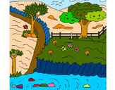 Desenho Paisagem rural pintado por alcidias