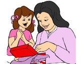 Desenho Mãe e filha pintado por nand