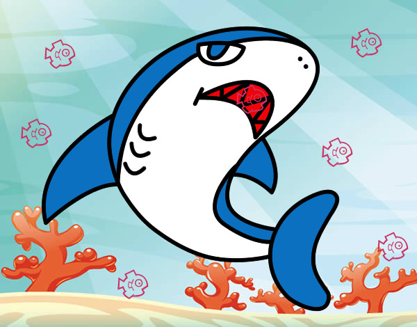 Desenho Tubarão nadando pintado por thaynat
