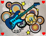 Desenho Guitarra e estrelas pintado por Karin