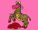 Desenho Zebra a saltar pedras pintado por gabizola
