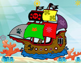 Desenho Barco pirata pintado por chross