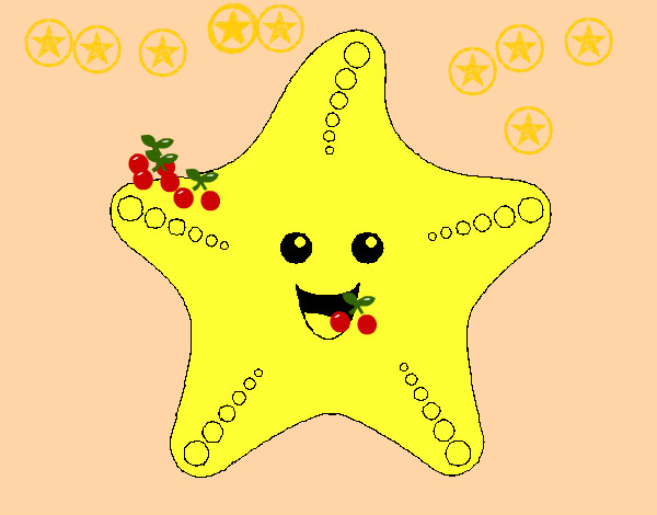 Desenho Estrela do mar pintado por Migalhas