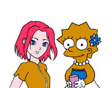 Desenho Sakura e Lisa pintado por Abelha