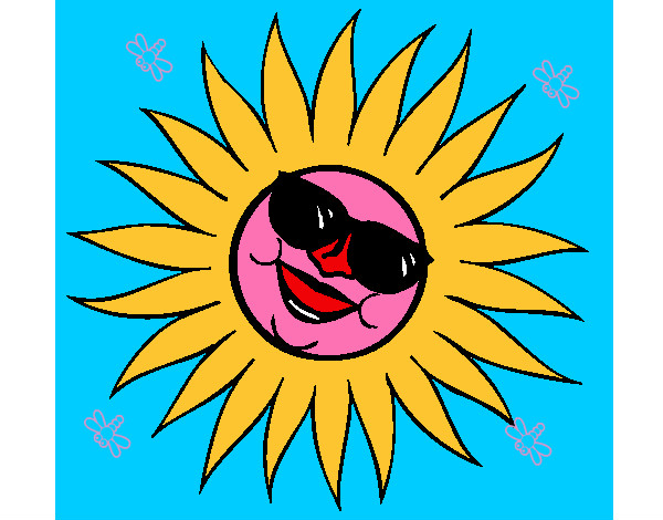Desenho Sol com óculos de sol pintado por eliana444