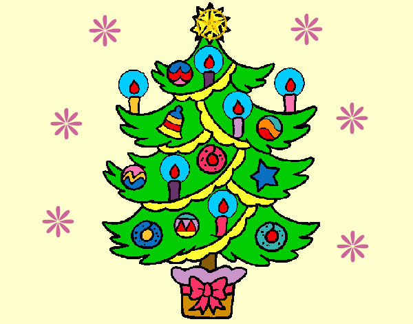 Desenho Árvore de natal com velas pintado por Eduardaaa