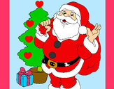 Desenho Santa Claus e uma árvore de natal pintado por larinatica