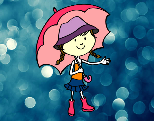 Desenho Menina com guarda-chuva pintado por livita