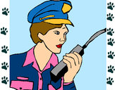 Desenho Polícia com um walkie pintado por ratinha