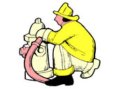 Desenho Bombeiro na boca de incêndio pintado por dudu2009