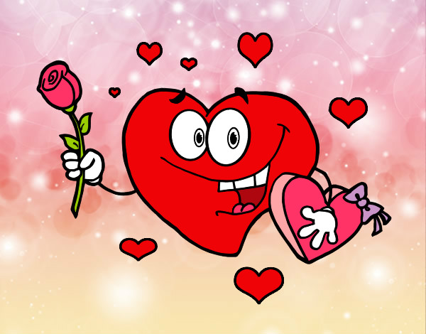 Desenho Coração com caixa de bombons pintado por jaquelinee