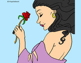 Desenho Princesa com uma rosa pintado por lolah