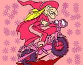 Desenho Bruxa numa moto pintado por nicksilvan