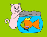 Desenho Gato e peixe pintado por eduardo2
