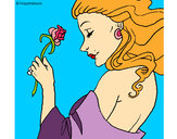 Desenho Princesa com uma rosa pintado por blendagio