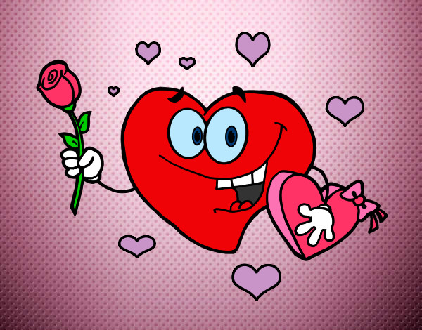 Desenho Coração com caixa de bombons pintado por Charlene20