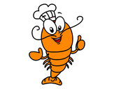 Desenho Chef lagosta pintado por Brayner