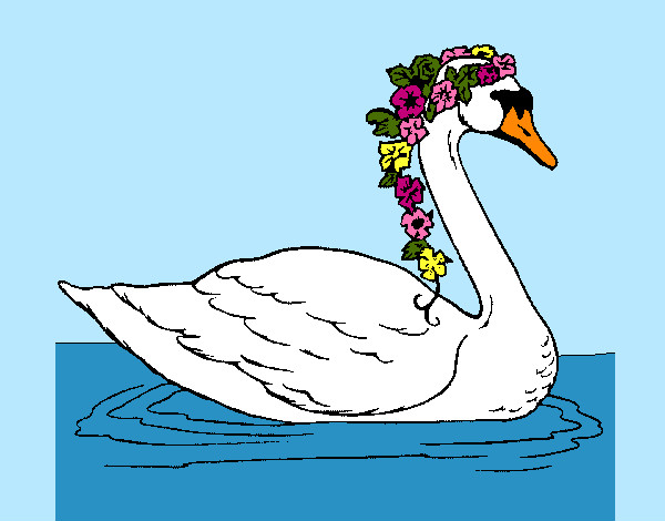 Desenho Cisne com flores pintado por ImShampoo