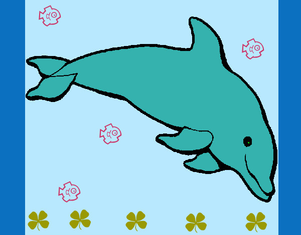 Desenho Golfinho contente pintado por Guicanali