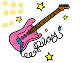 Desenho Guitarra e estrelas pintado por mcarvalho
