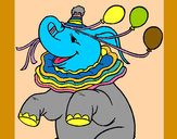 Desenho Elefante com 3 balões pintado por Guicanali