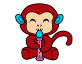 Desenho Macaco flautista pintado por mcarvalho