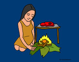 Desenho Mulher a cozinhar pintado por ImShampoo