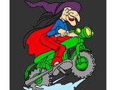 Desenho Bruxa numa moto pintado por duda123