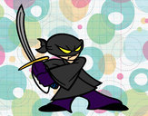 Desenho Ninja em posição pintado por ImShampoo