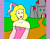 Desenho Princesa e castelo pintado por aninhabb