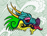 Desenho Cabeça de dragão vermelha pintado por Mikokas