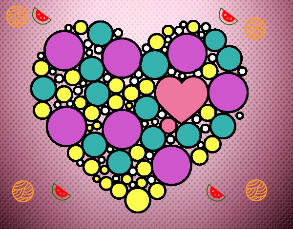 Desenho Coração com círculos pintado por hayna7