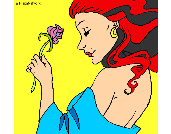 Desenho Princesa com uma rosa pintado por gabyy