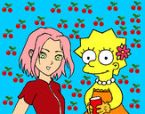 Desenho Sakura e Lisa pintado por Kamilaa