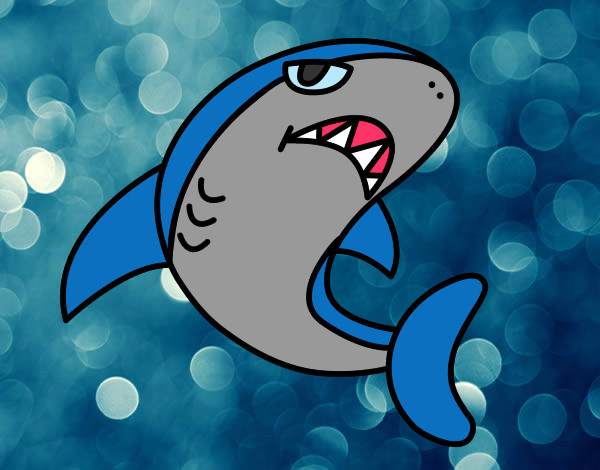 Desenho Tubarão nadando pintado por Fellipe