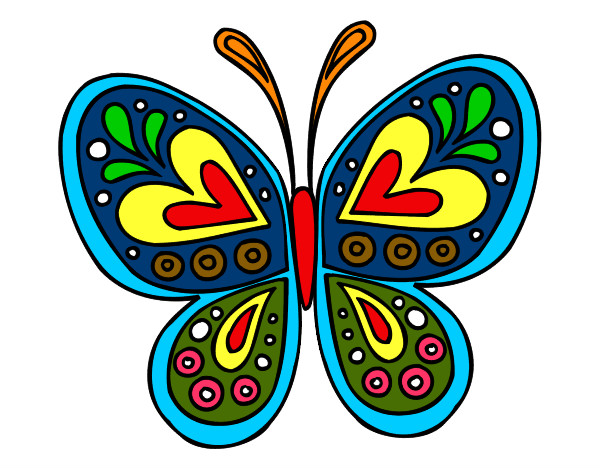 Desenho Mandala borboleta pintado por lenna