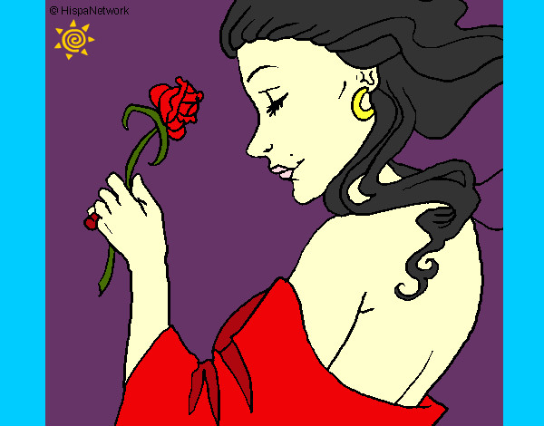 Desenho Princesa com uma rosa pintado por tamirisv
