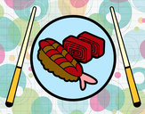 Desenho Placa de Sushi pintado por dedezinha