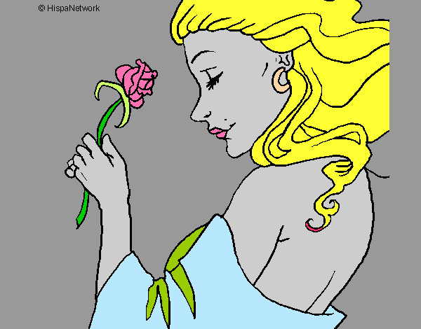 Desenho Princesa com uma rosa pintado por juninhojr