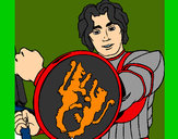Desenho Cavaleiro com escudo de leão pintado por Clarinho