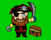 Desenho Pirata com tesouro pintado por Clarinho