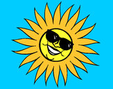 Desenho Sol com óculos de sol pintado por lansttai