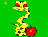 Desenho Serpente e maçã pintado por bibiella