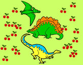 Desenho Três classes de dinossauros pintado por bibiella