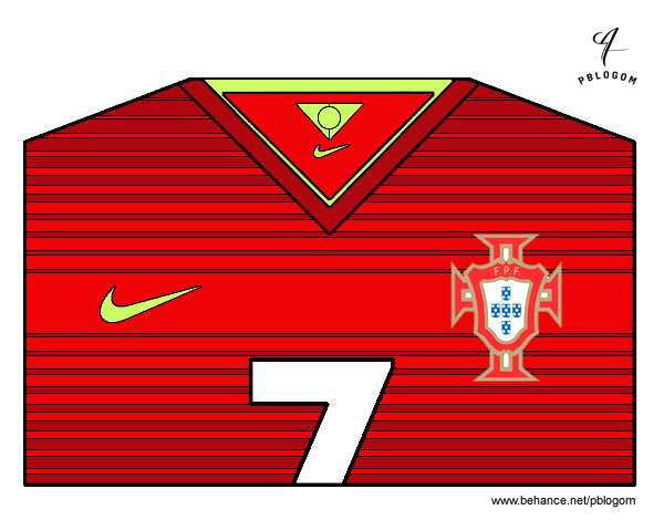 Desenho Camisa da copa do mundo de futebol 2014 de Portugal pintado por Gonca